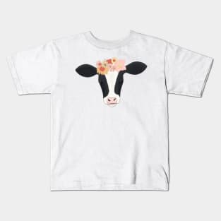 Floral Crowned Cow Kids T-Shirt